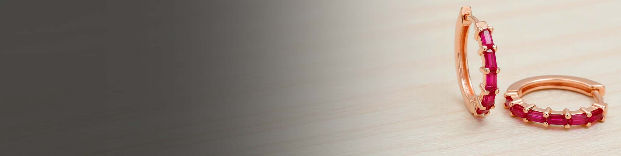 Boucles d'Oreilles Rubis Or Rose