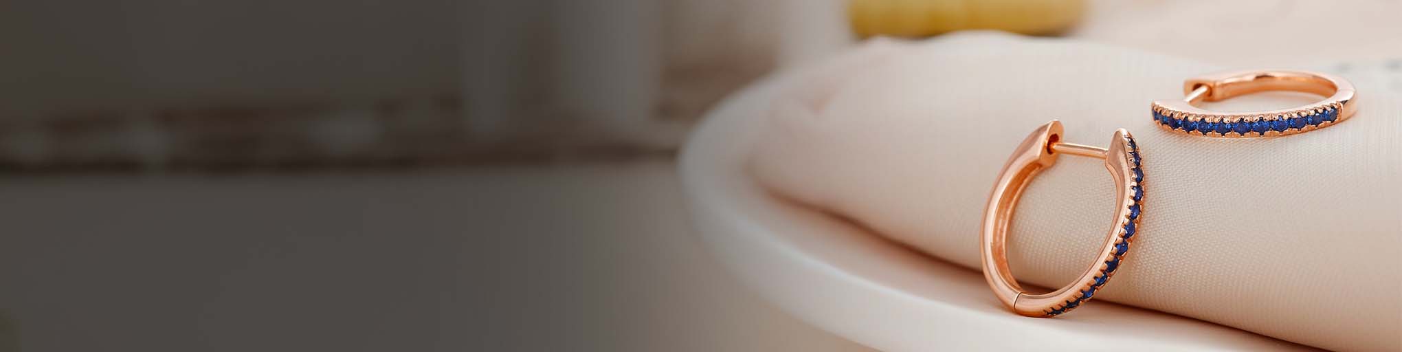 Boucles d'Oreilles Saphir Or Rose