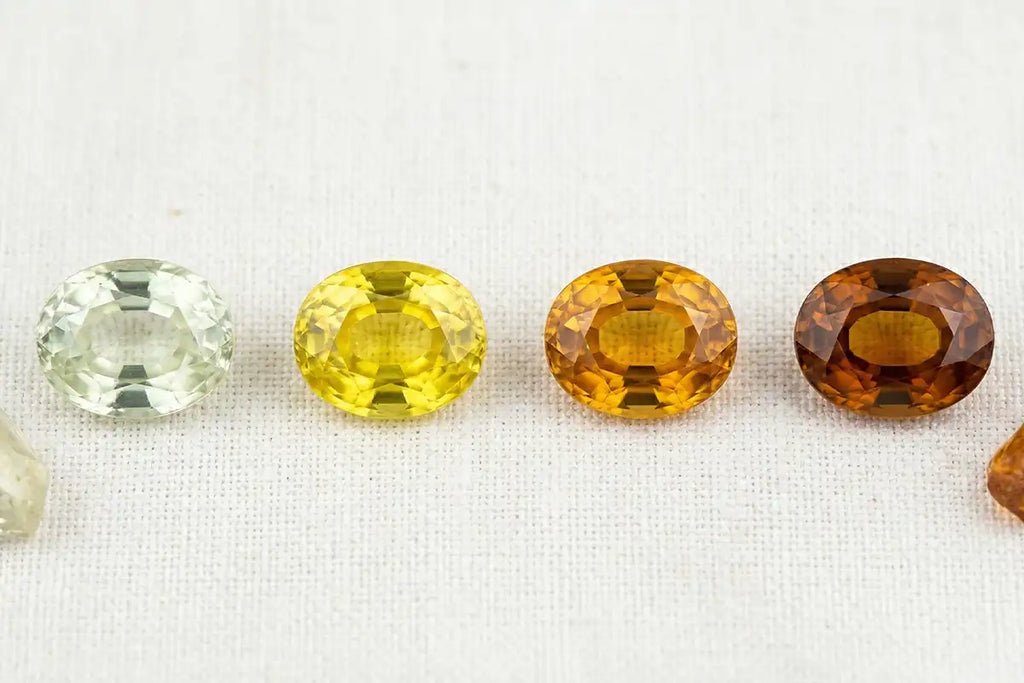 Yellow sapphire shades: lemon, canary, gold, amber