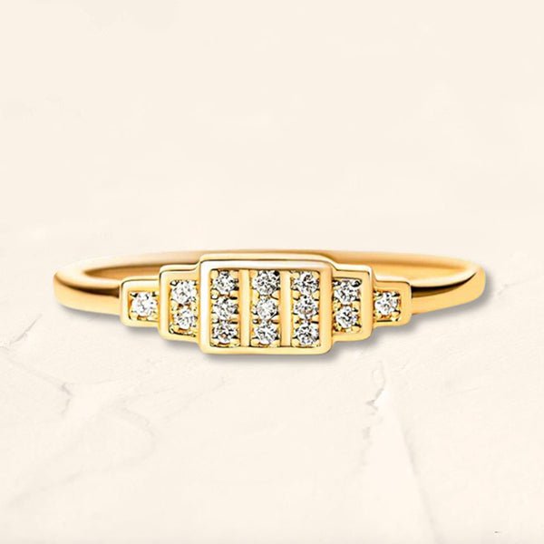 Bague Brami XL rectangulaire géométrique en or jaune 18 carats