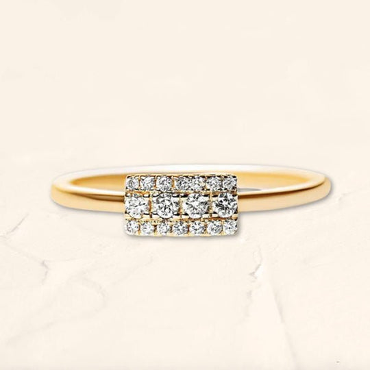 Sapna XL rectangular ring pavé-set with diamonds in 18-carat white gold