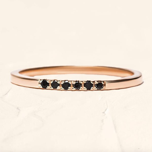 rose gold and black diamond wedding band