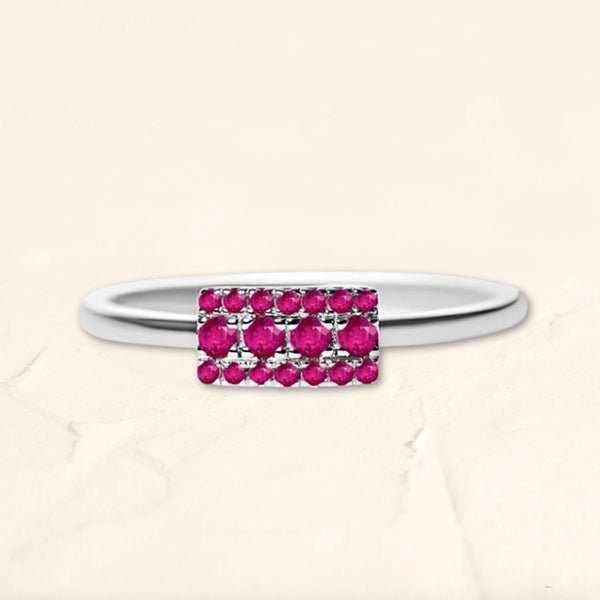 Sapna XL rectangular ring set with rubies in white gold