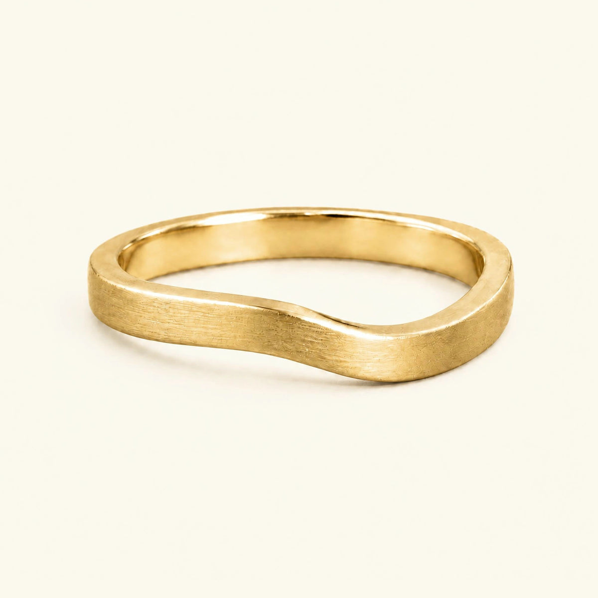 Men's brushed wave wedding ring yellow gold 18K 2.5mm Pontos