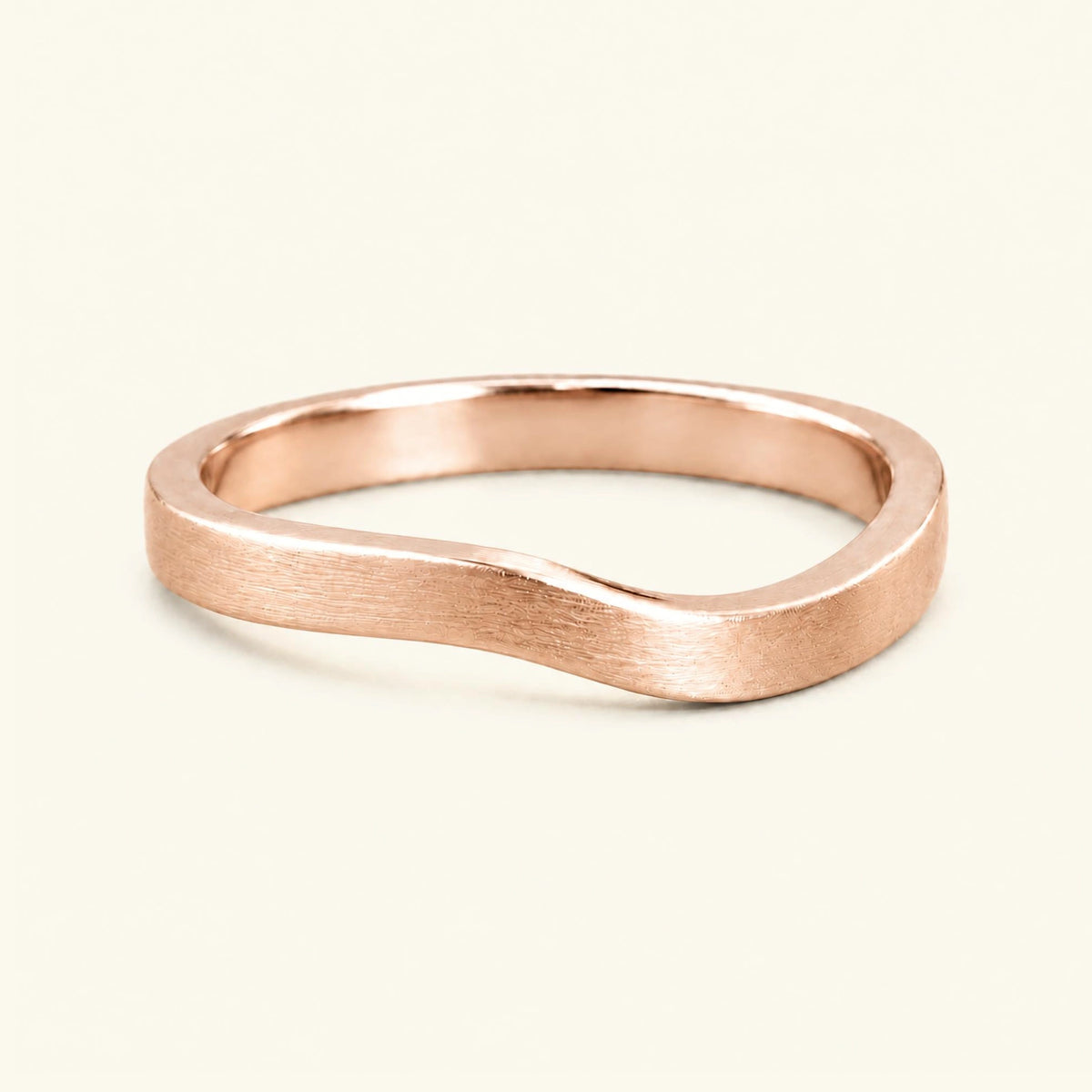 Men's brushed wave wedding ring rose gold 2.5mm Pontos, matte finish