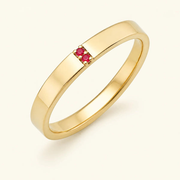 Ruby wedding ring for men in yellow gold