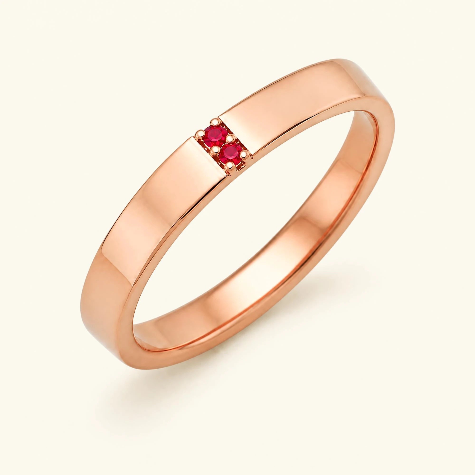 Alliance rubis pour homme en or rose