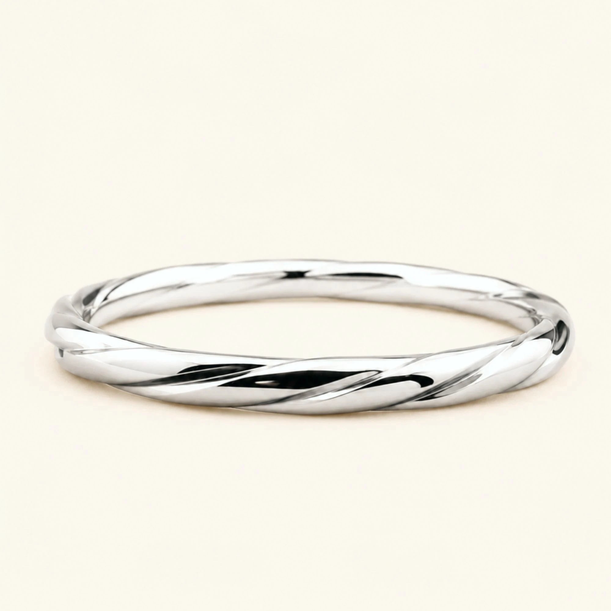 Vasuki twisted men's wedding band in 18k white gold, coiled ring