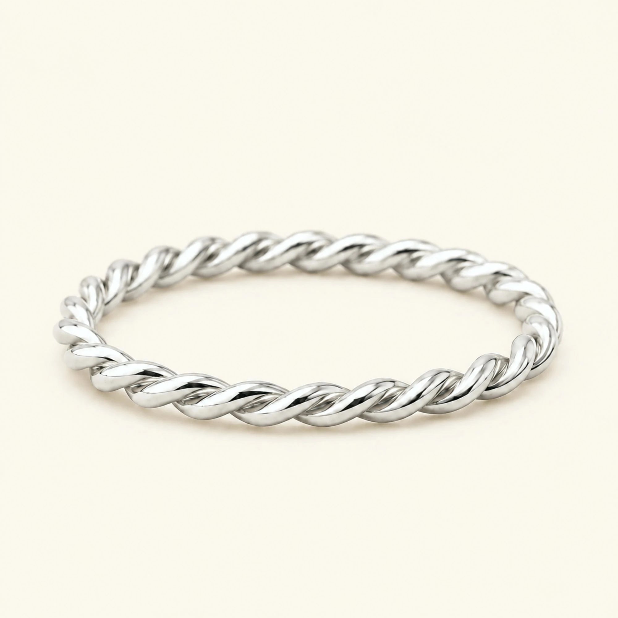 Musubi twisted wedding band in 18k white gold, rope-effect ring