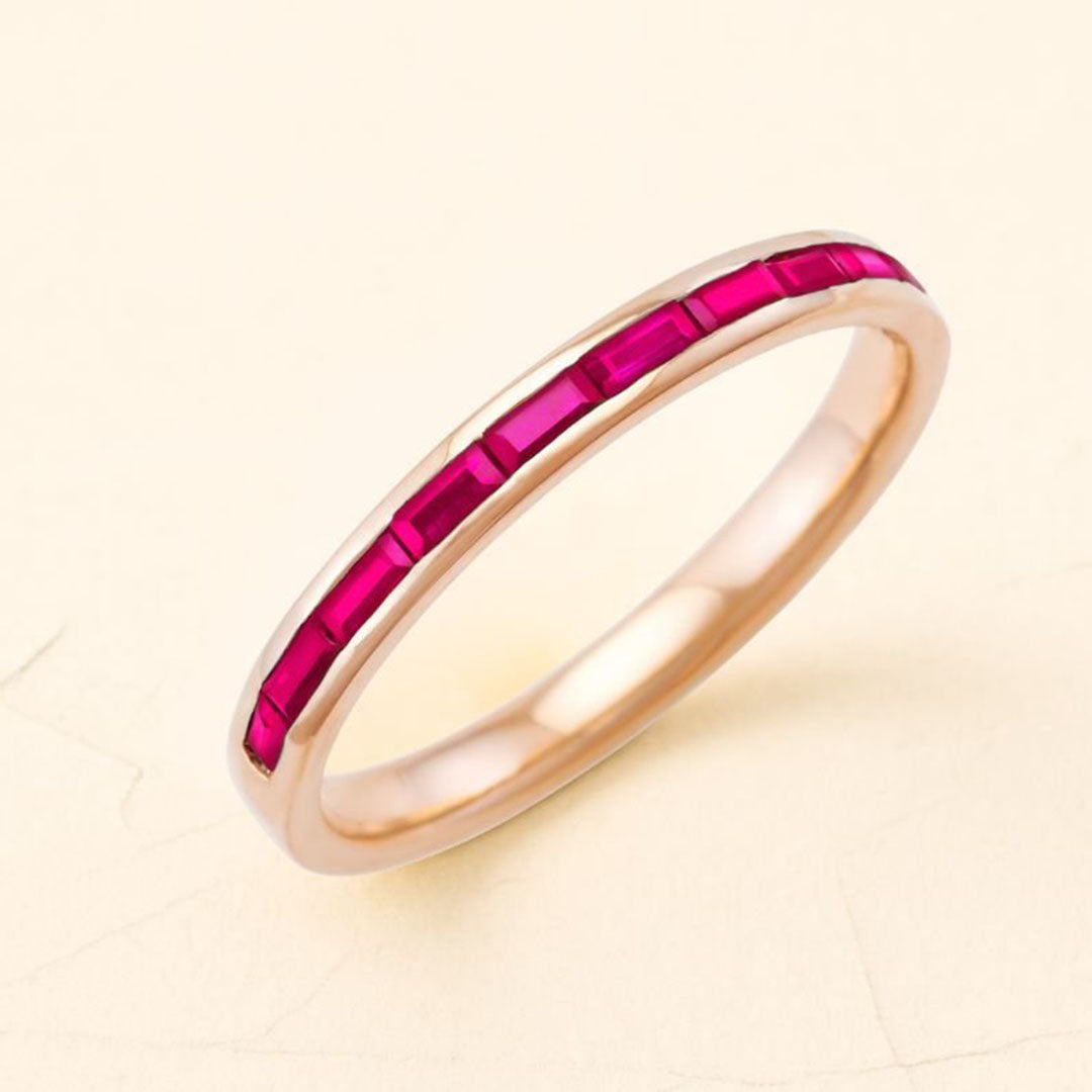 bague or rose 18 carats en rubis Mangal pour homme