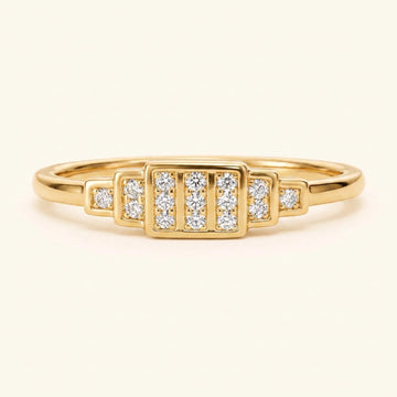 Brami XL geometric art deco wedding ring in yellow gold set with diamonds
