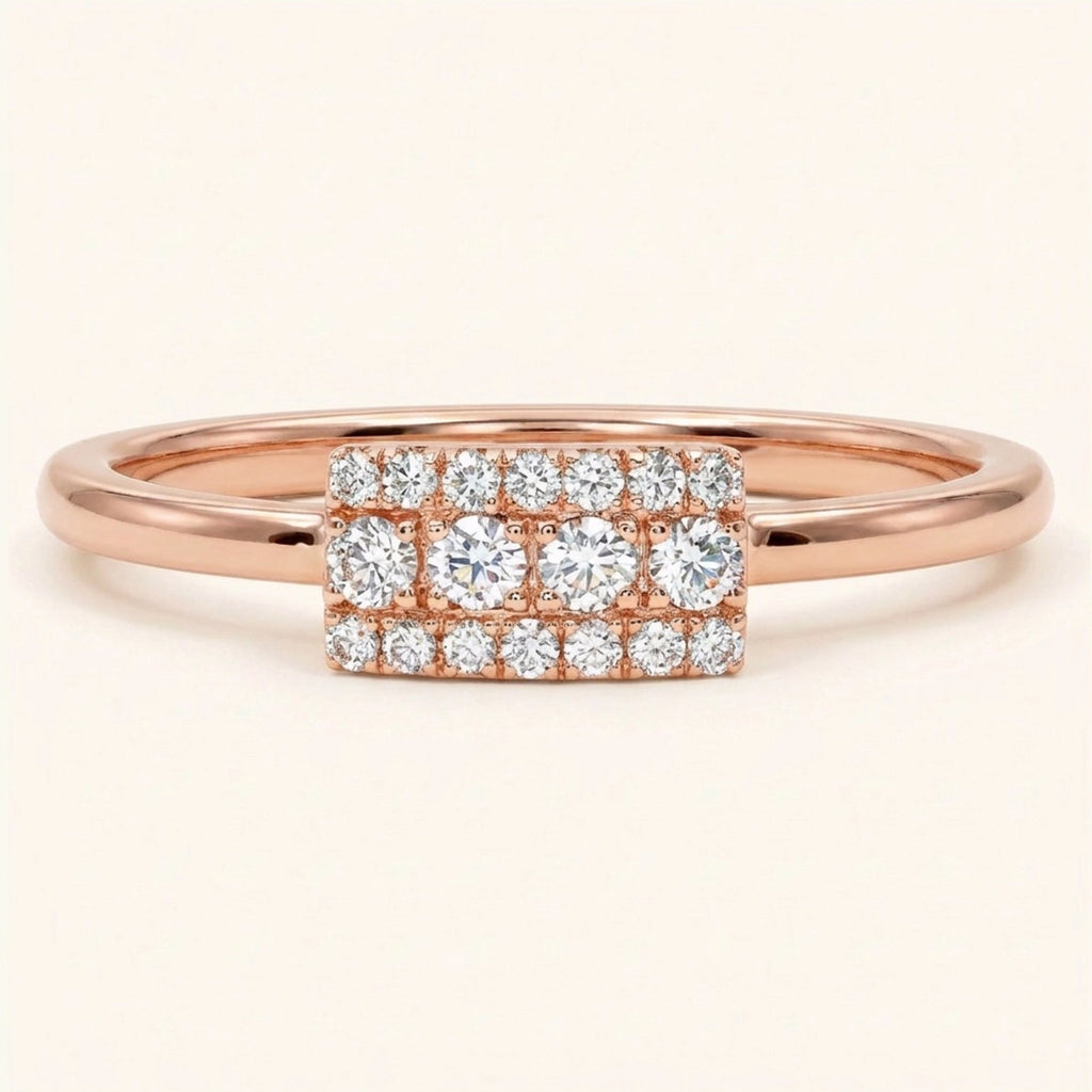 Sapna wedding ring in 18ct rose gold set with diamonds by Mayuri