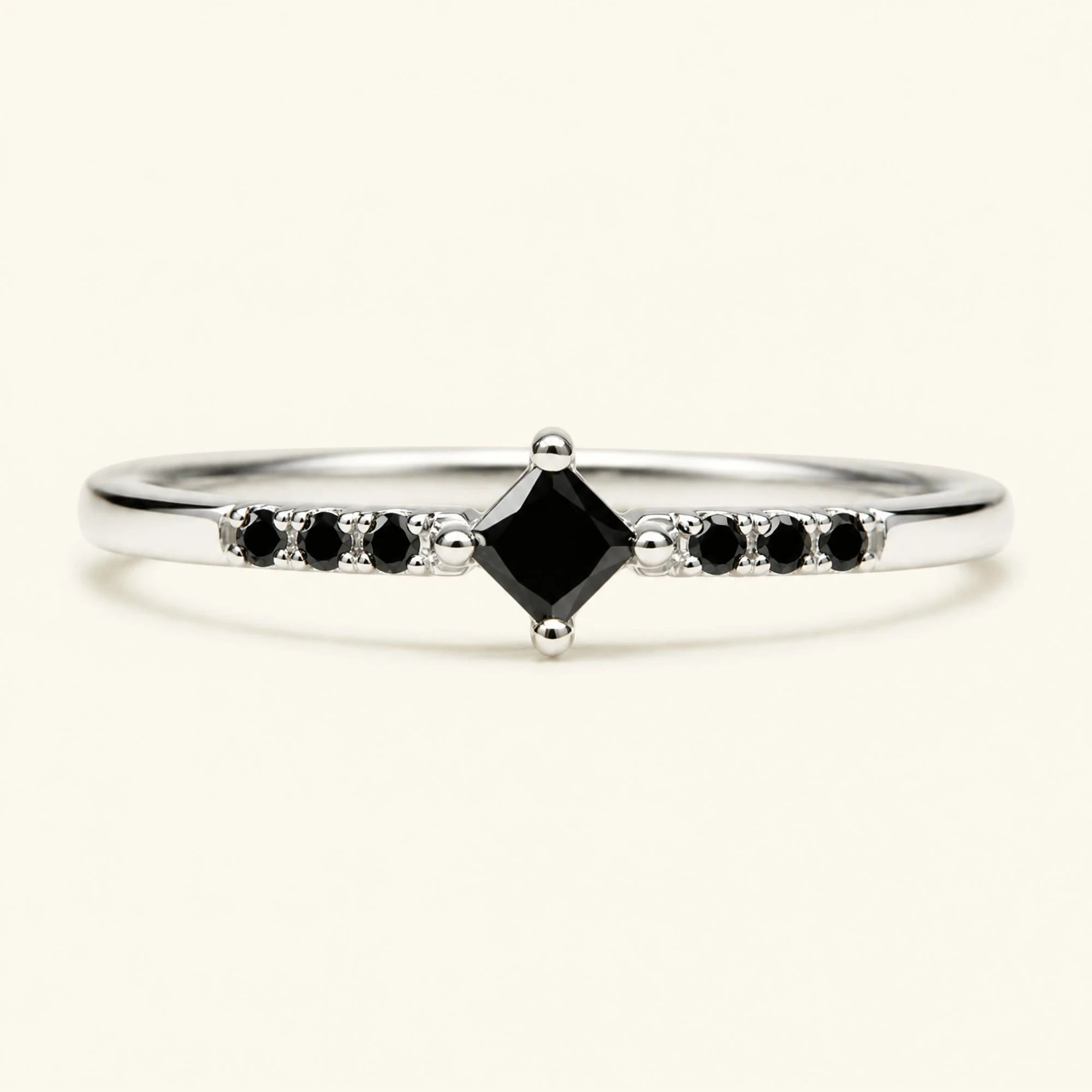 Princess engagement ring pavé set with black diamonds in white gold