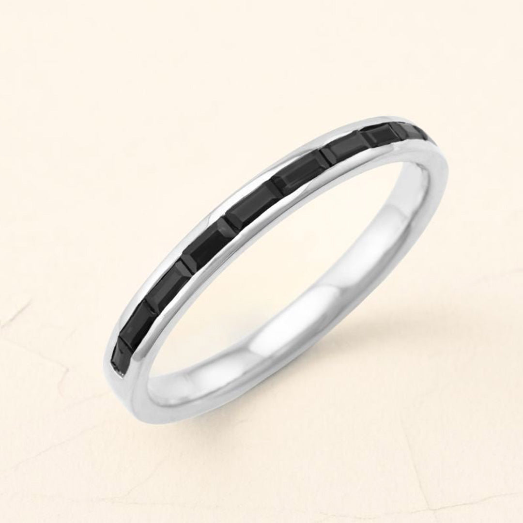 Bague or blanc 18 carats en Diamant noir pour homme semi éternité