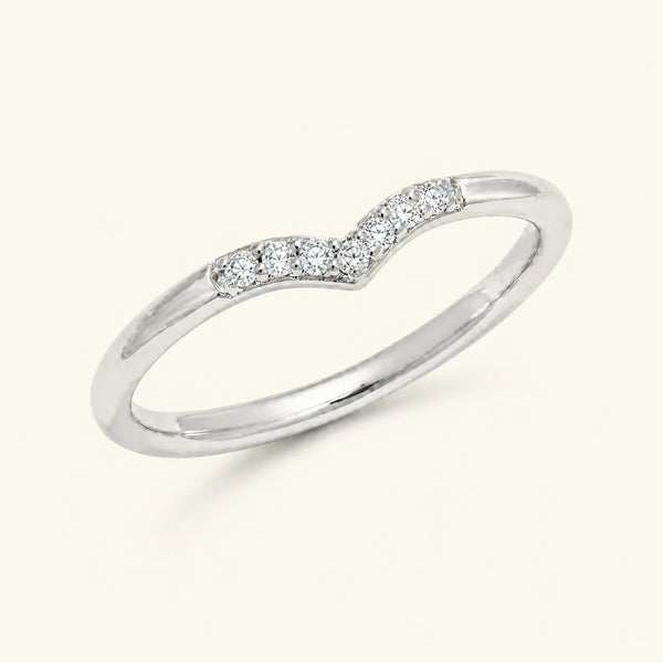 Chevron ring pavé with white diamonds in white gold