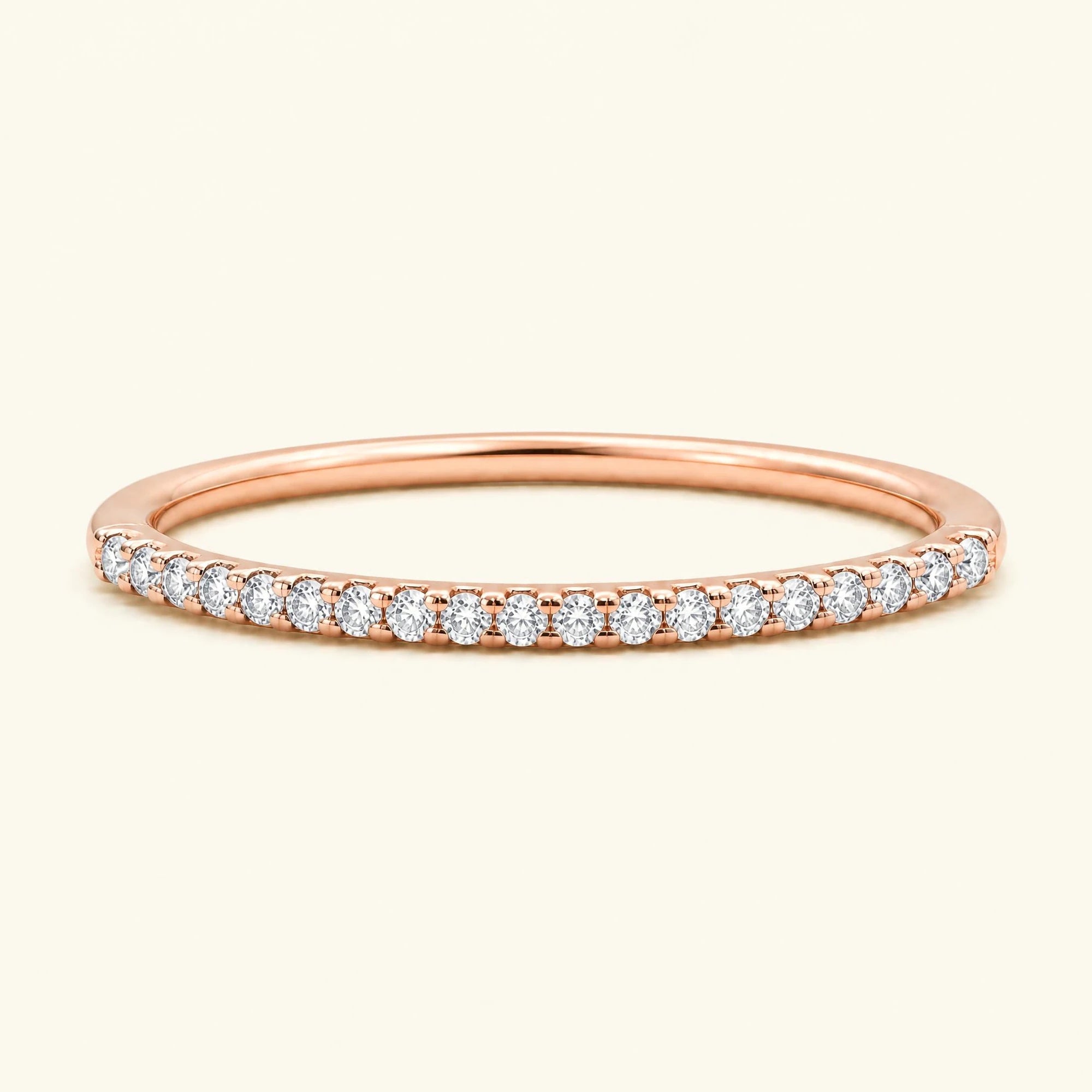 Alliance fine éternité pavée de diamants - bague Shadi en or rose 18 carats