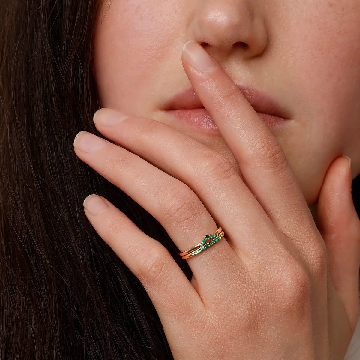 Anaya and Kiran ring canopy emerald