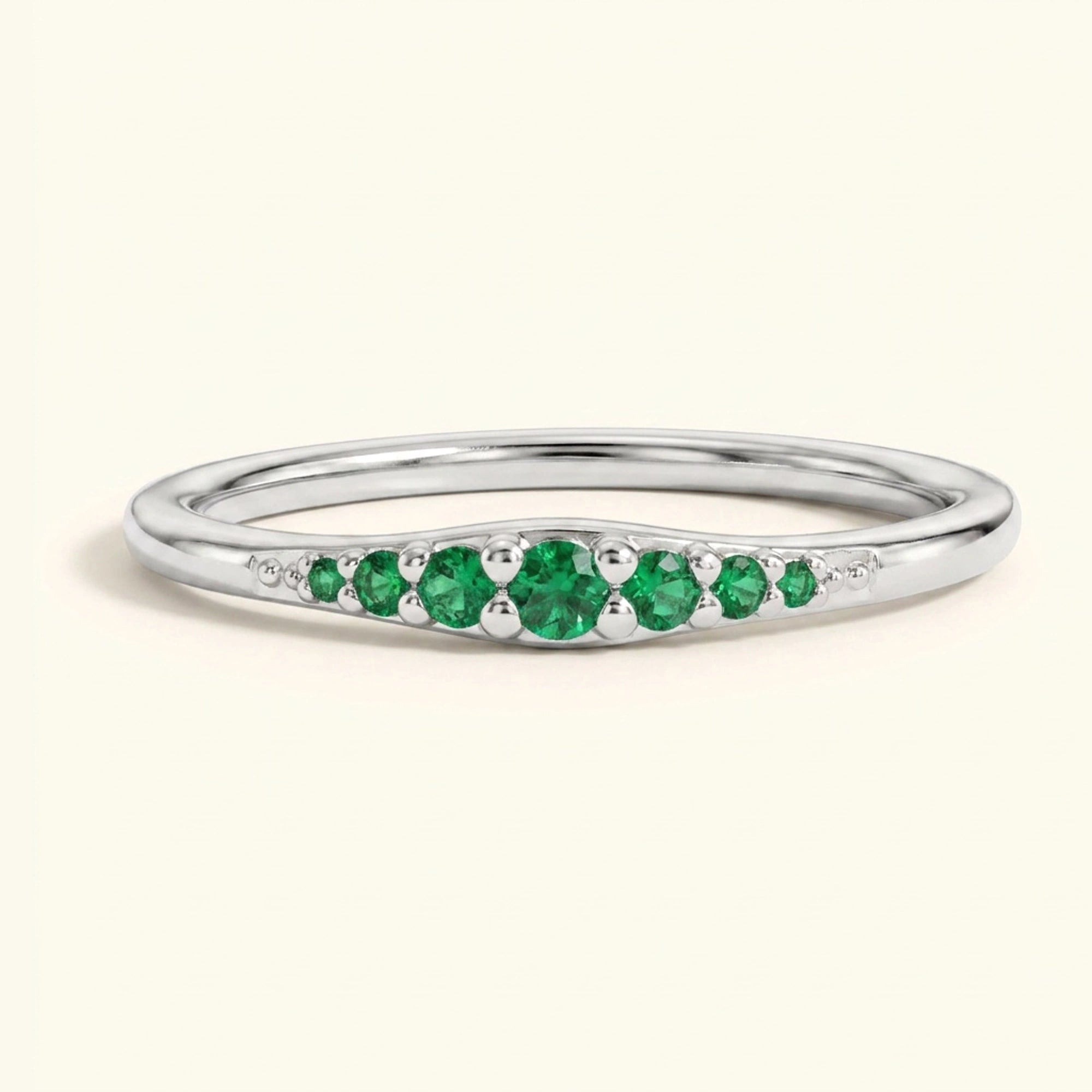 Sushma emerald wedding ring in white gold