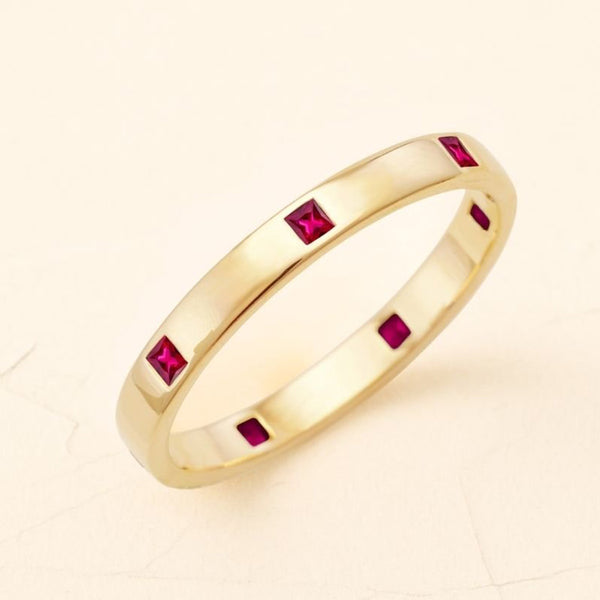 Viyom ruby ​​wedding band for men