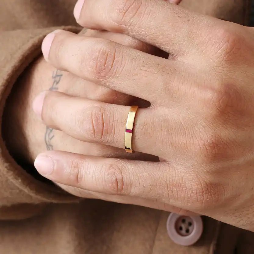 bague de fiançailles rubis baguette pour homme