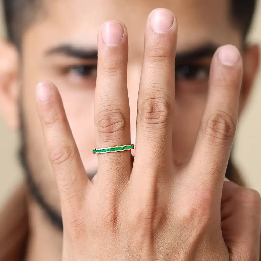 Bague emeraude Mangal homme or 18 carats