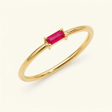Shanti solitaire engagement ring ruby baguette — 18K vermeil — side view