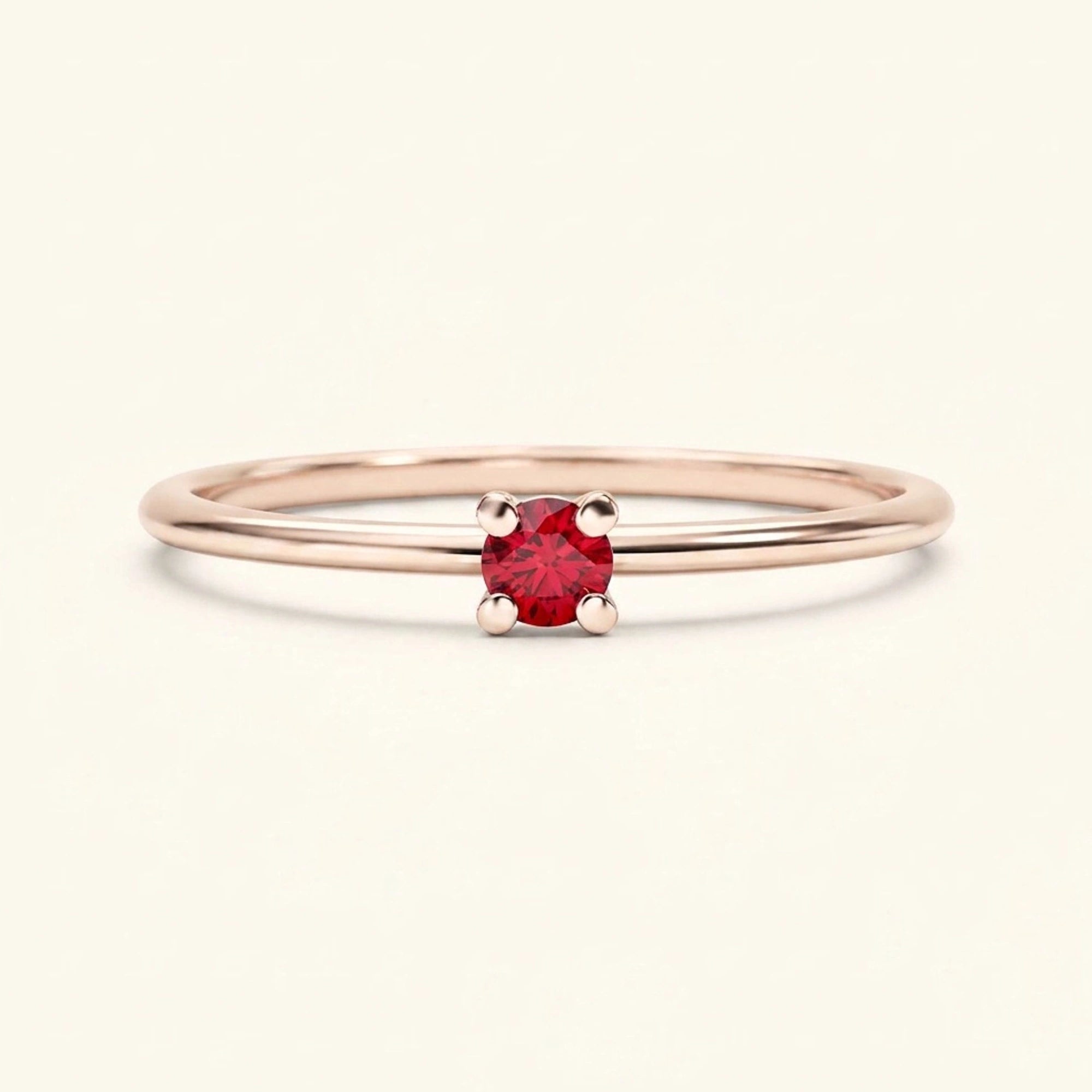 bague solitaire rubis en or rose 18cts