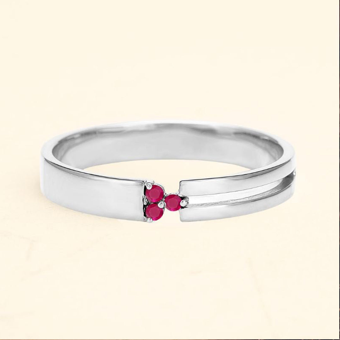 Bague or blanc 18 carats triangle Vibhu rubis