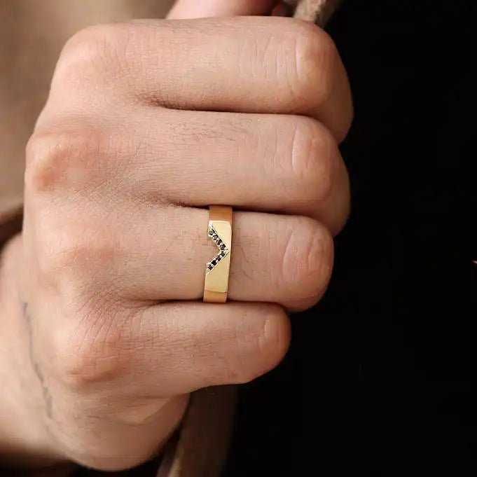 Bague diamant noir Rudra pour homme