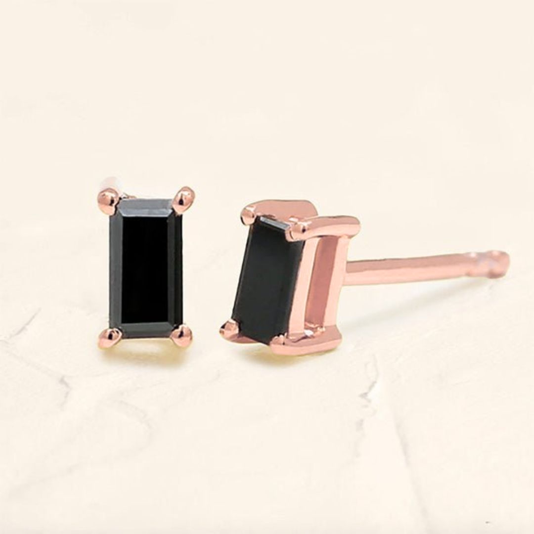 Shanti black diamond earrings in rose gold