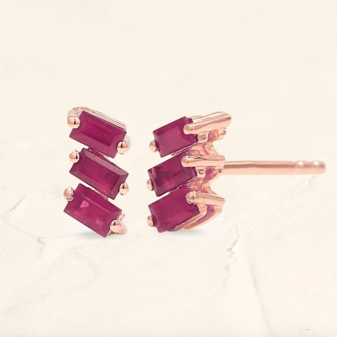 Jivane ruby baguette earrings in rose gold