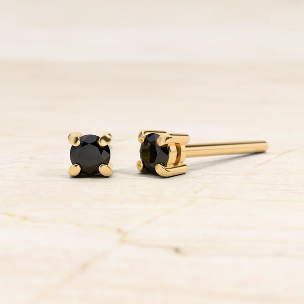 Solitaire black diamond Saral earrings in 18K yellow gold