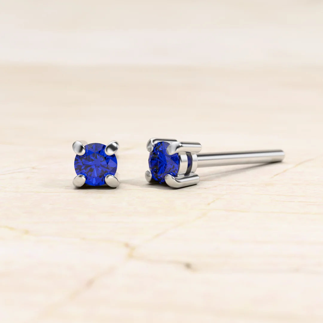 Solitaire sapphire Saral earrings in 18K white gold