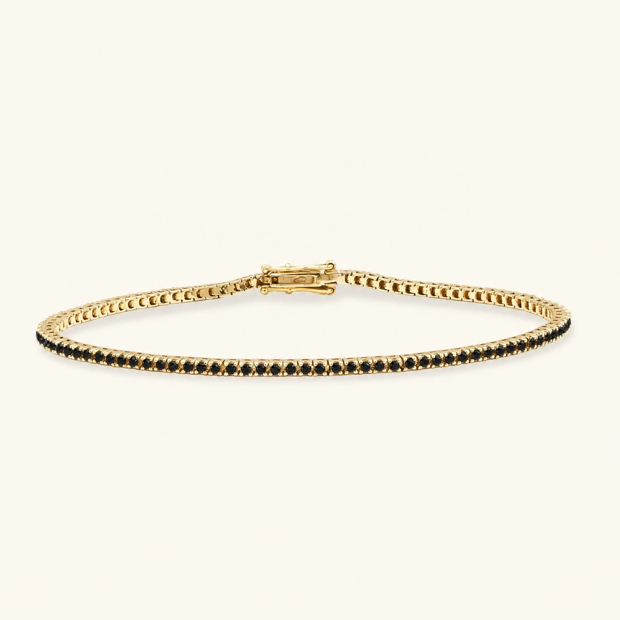 Ganga tennis bracelet yellow gold 18K set black diamonds fine jewellery