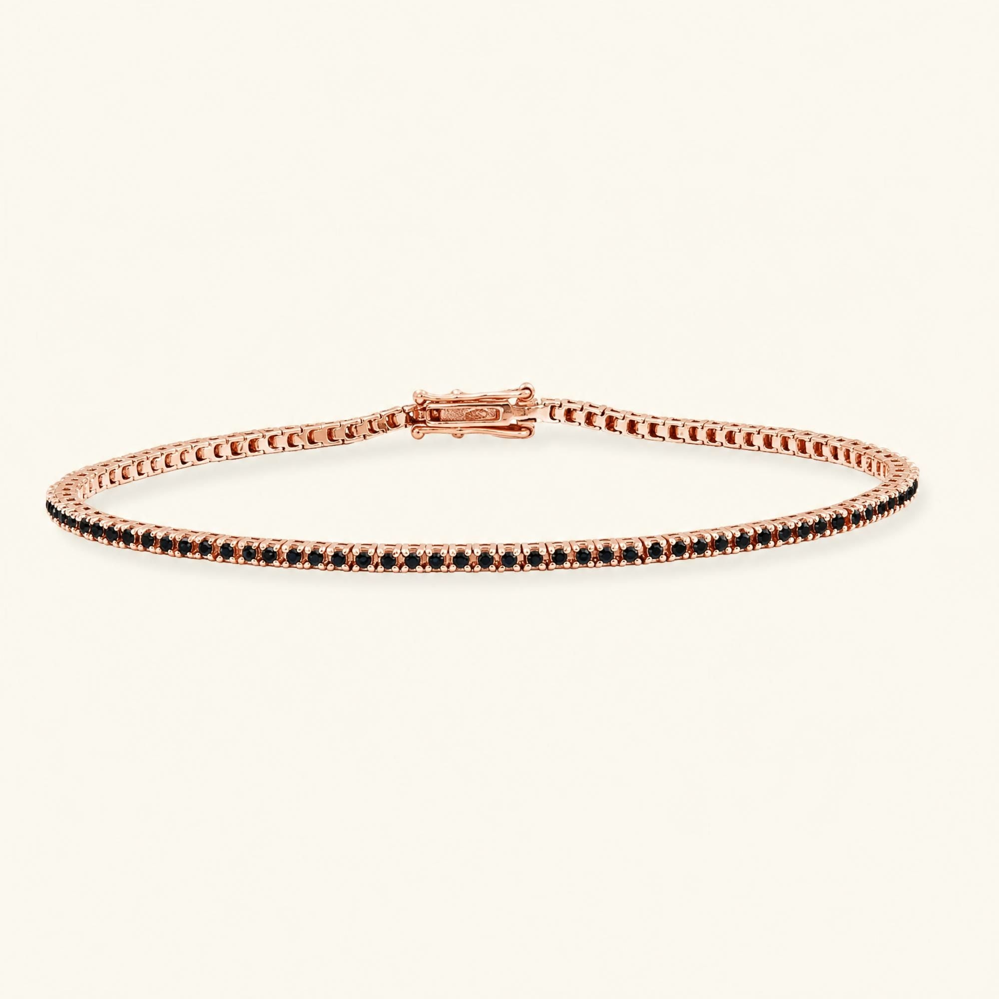 Bracelet tennis Ganga rivière en diamant noir et or rose 18cts