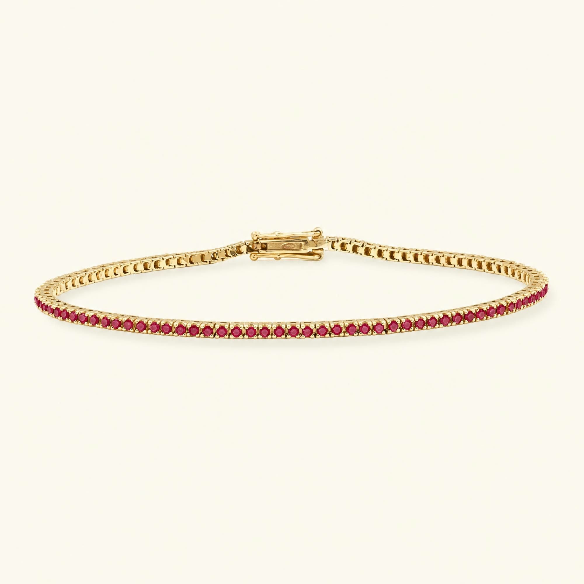 Bracelet Tennis Ganga Rubis Or Jaune