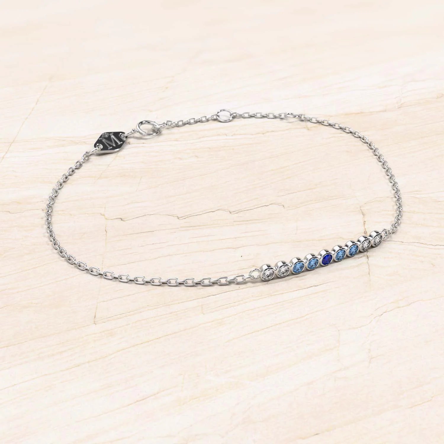 Bracelet noor pour femme saphir or blanc