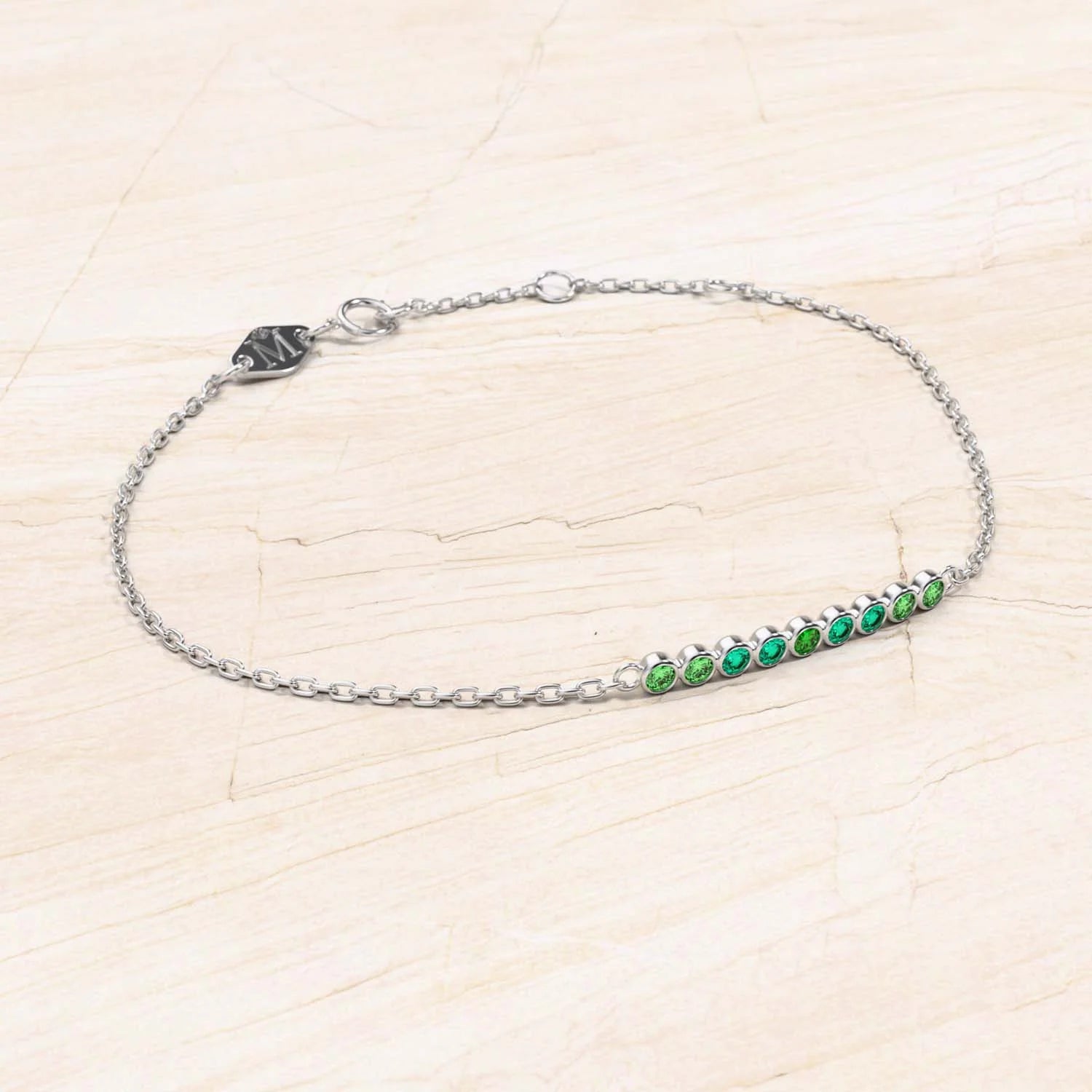 Bracelet noor pour femme or blanc emeraude