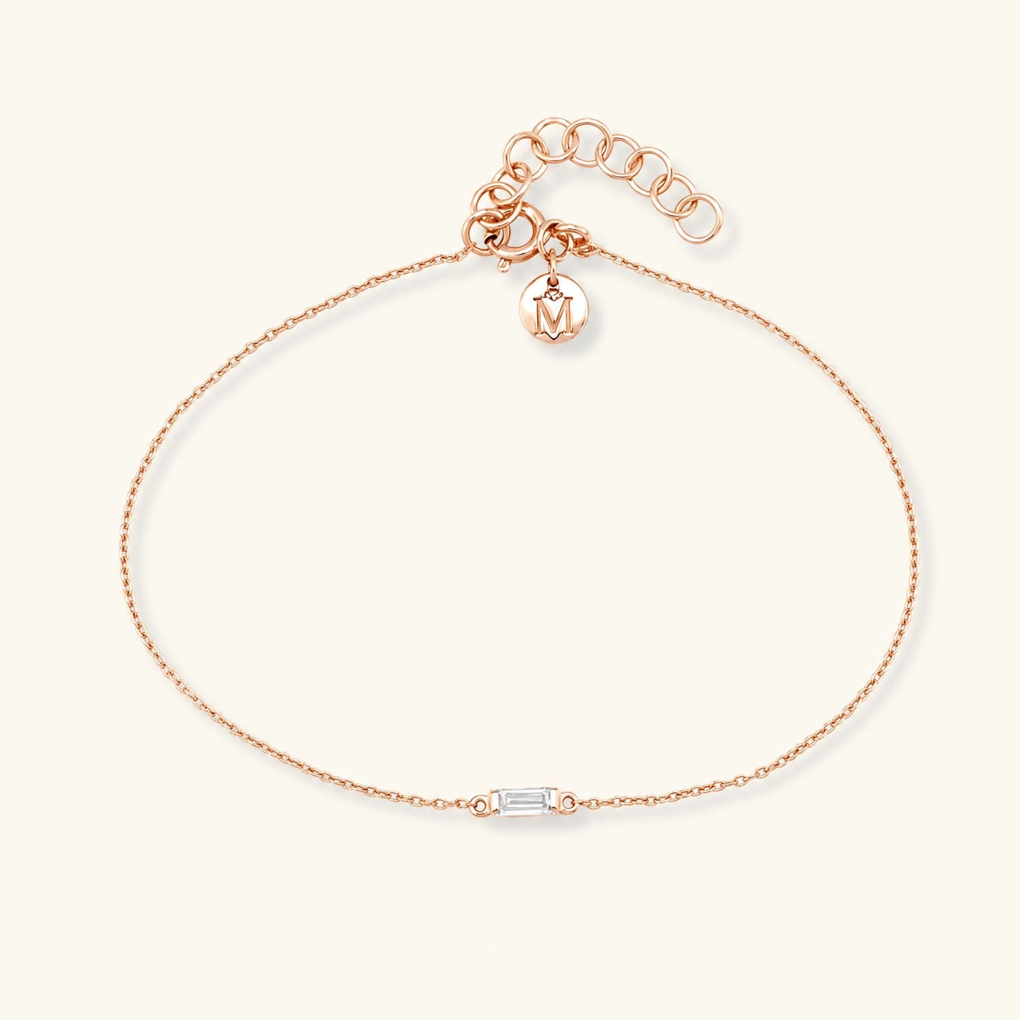 Shanti bracelet rose gold 18K diamond baguette cut