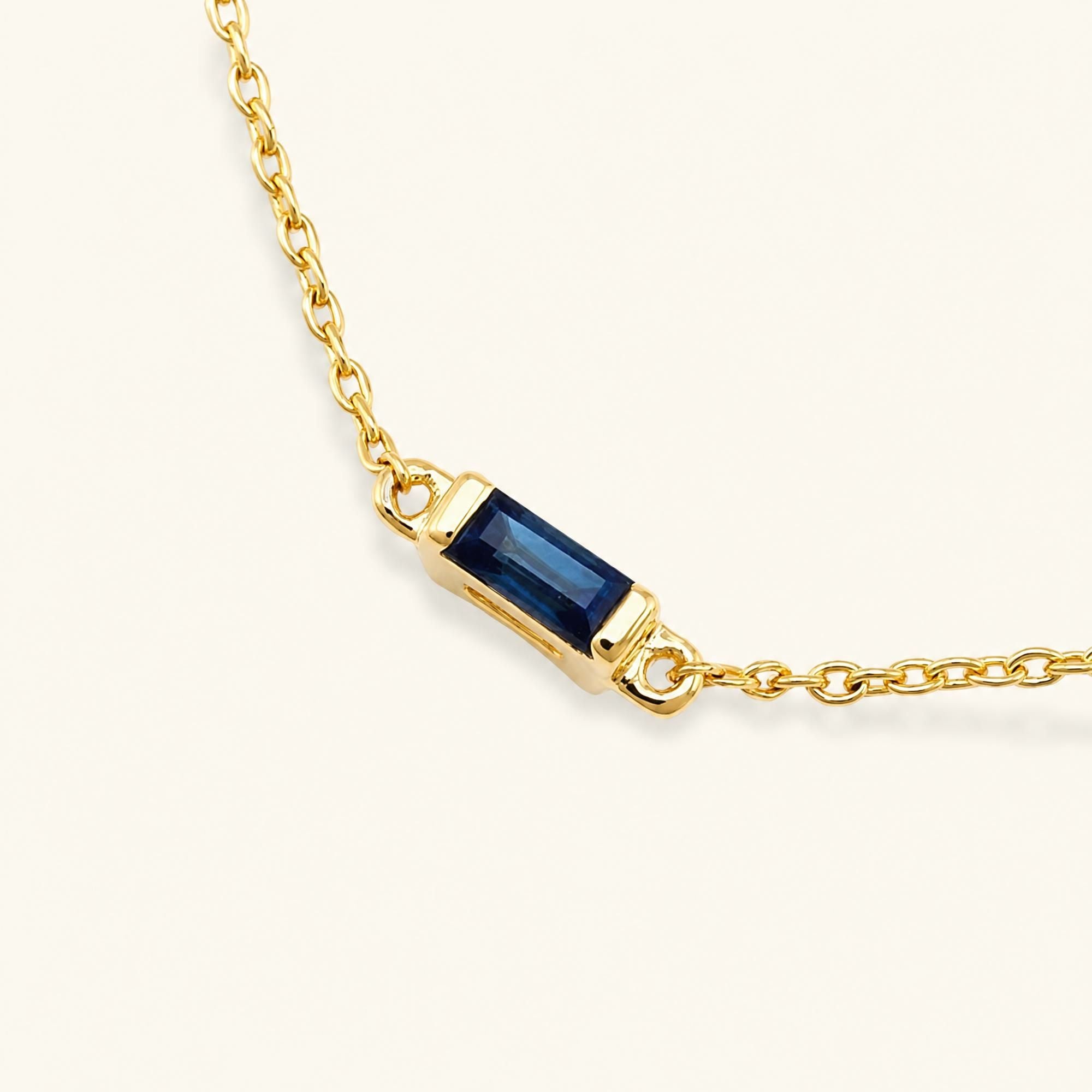 Shanti solitaire baguette sapphire bracelet