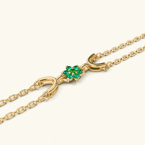 Surya yellow gold bracelet for women with emerald