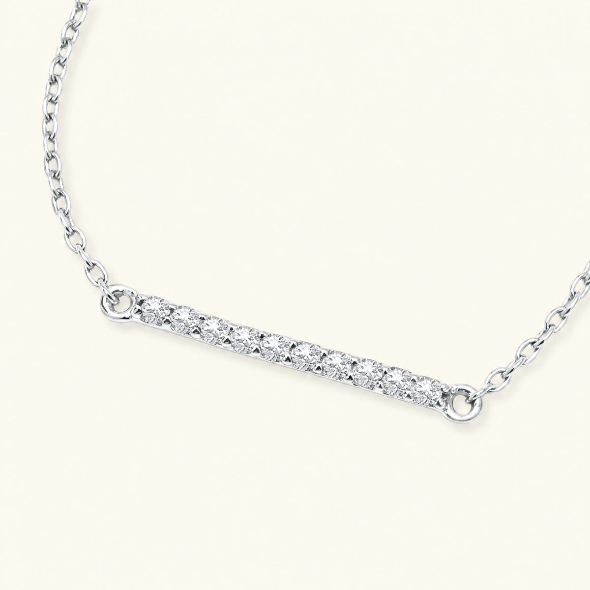 Long bar diamond bracelet in white gold