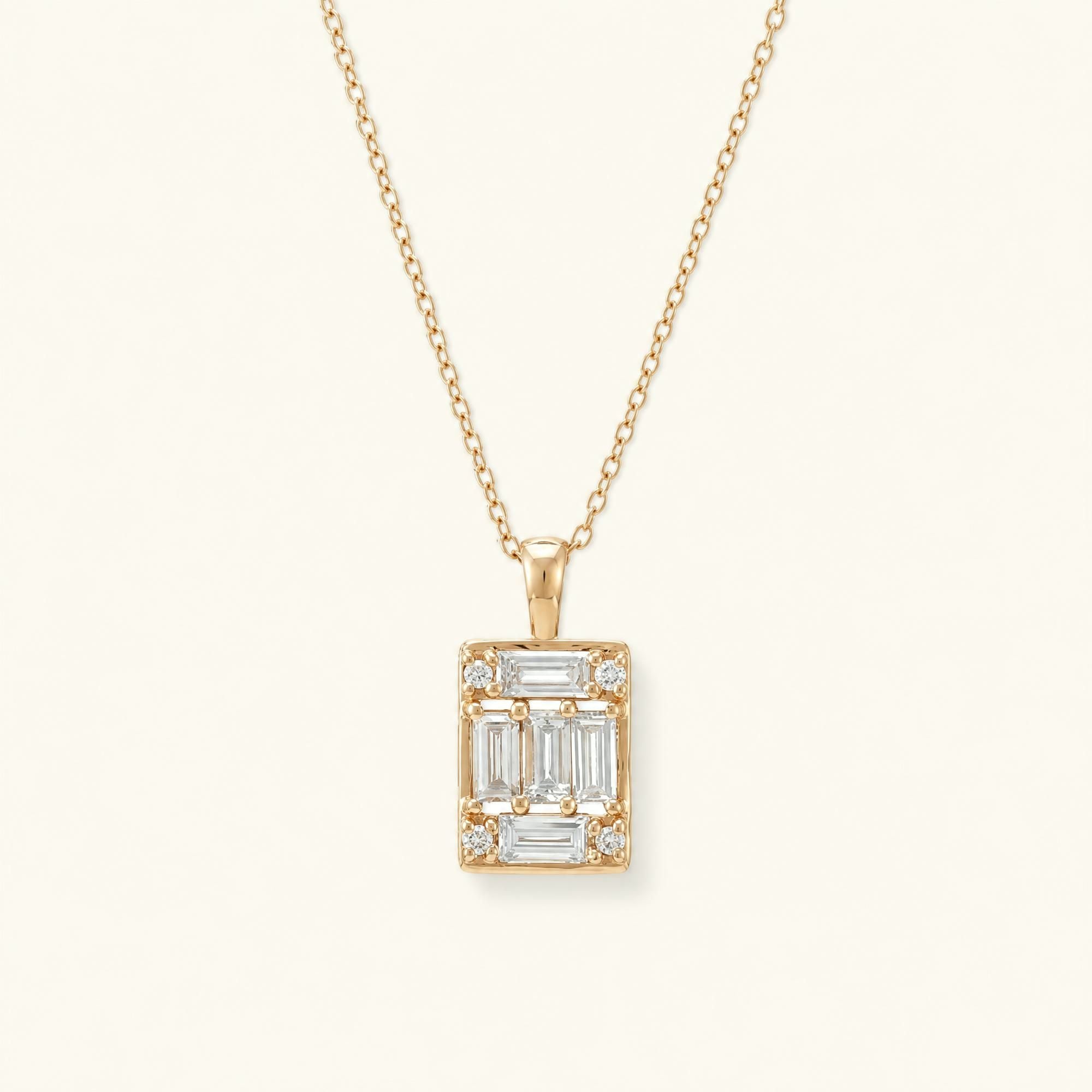 Atma geometric diamond necklace in rose gold