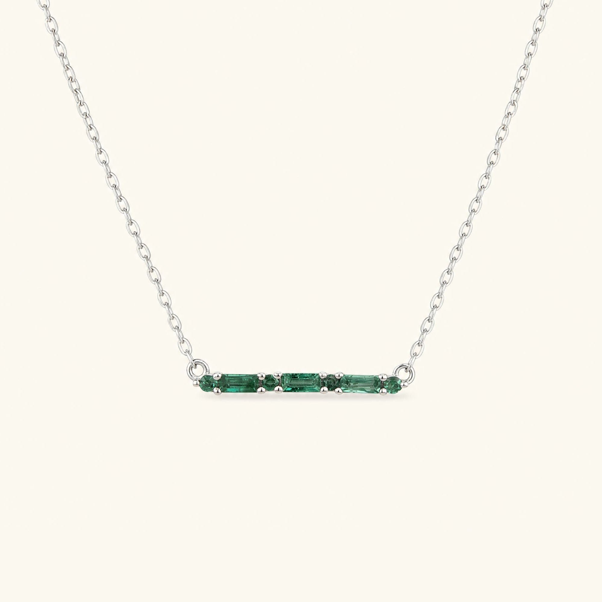 Bhagya necklace geometric emerald baguette cut white gold