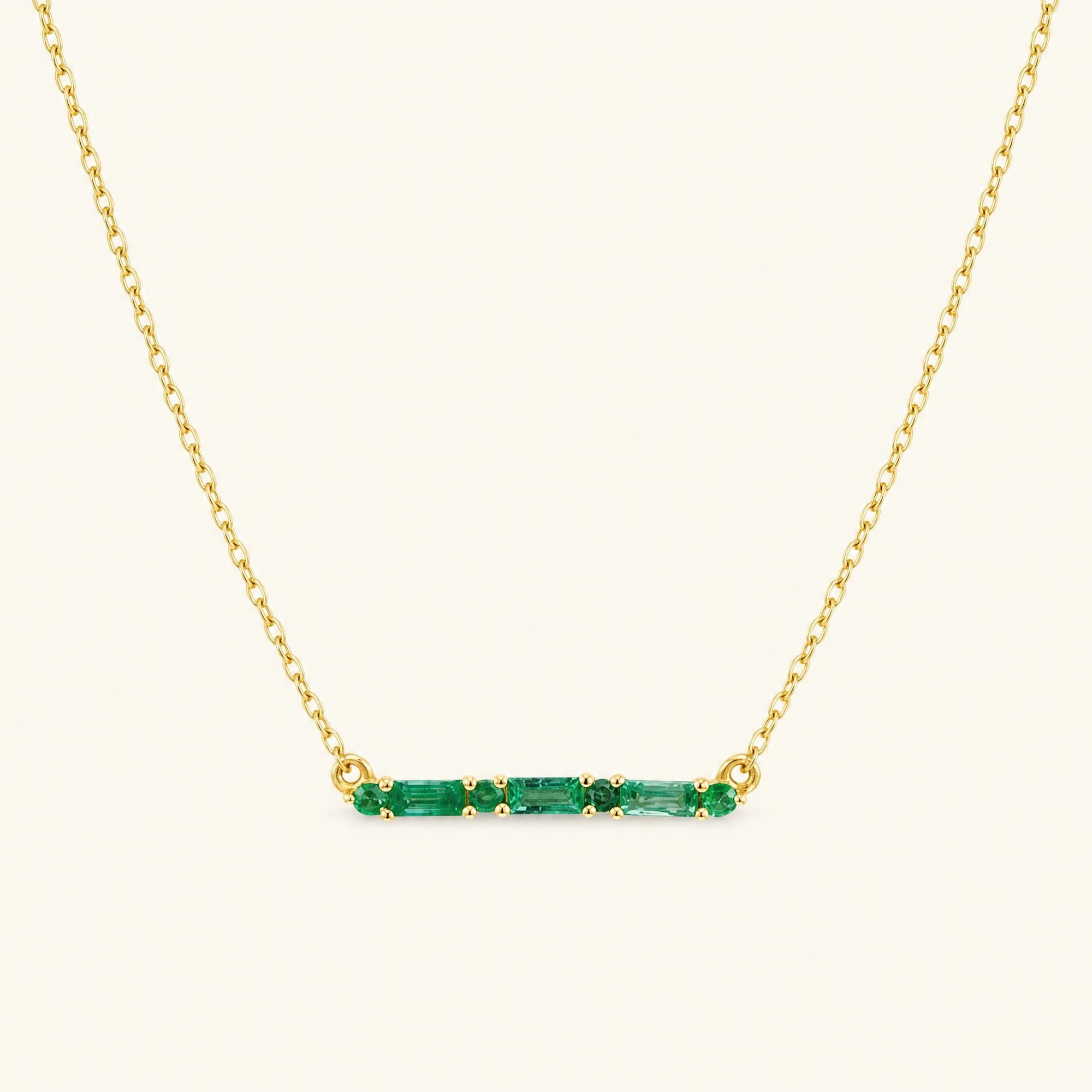 Bhagya horizontal geometric emerald baguette necklace