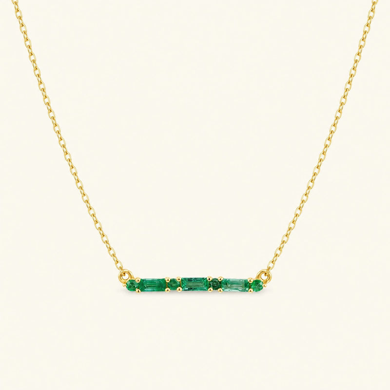 Bhagya horizontal geometric emerald baguette necklace