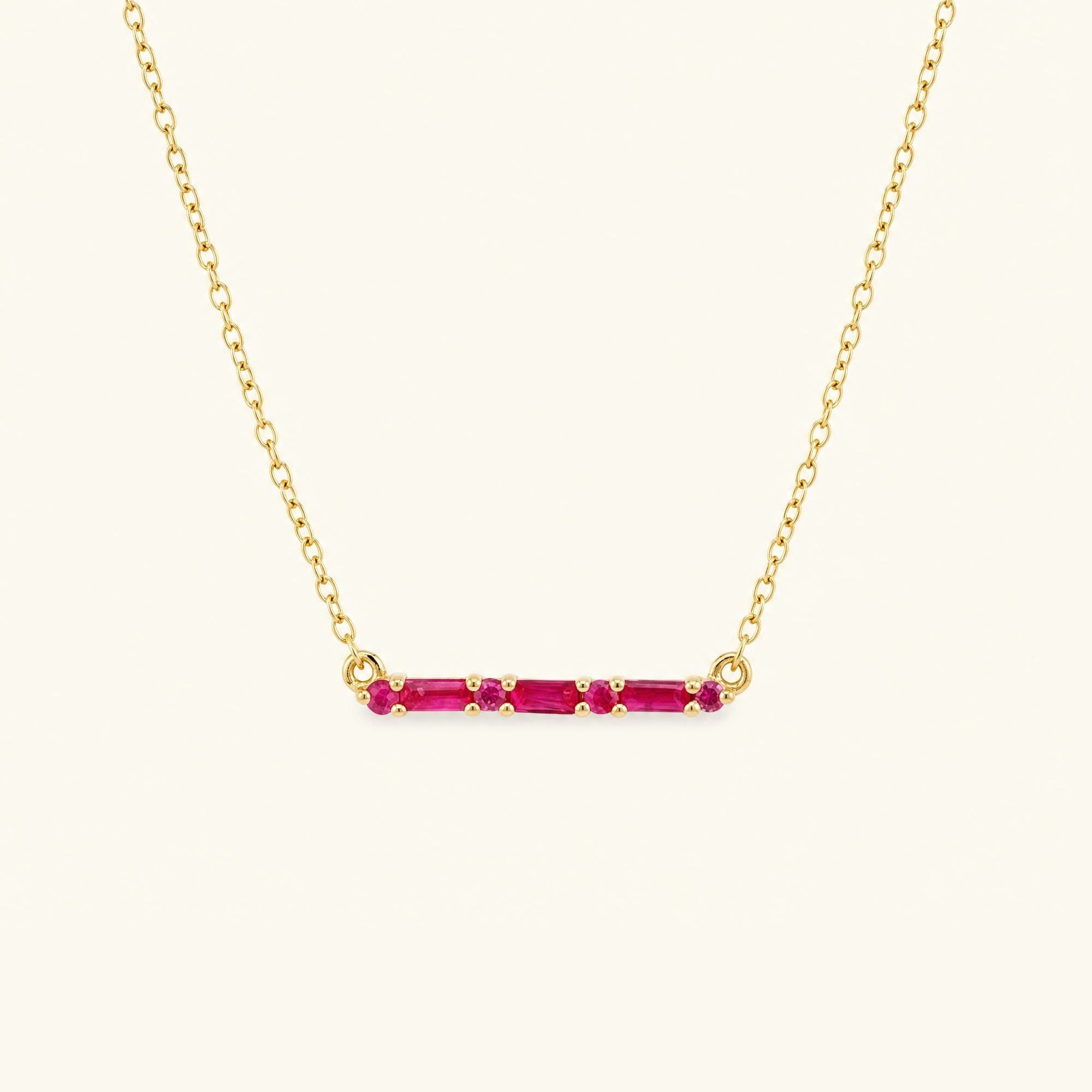 Bhagya horizontal geometric ruby baguette necklace