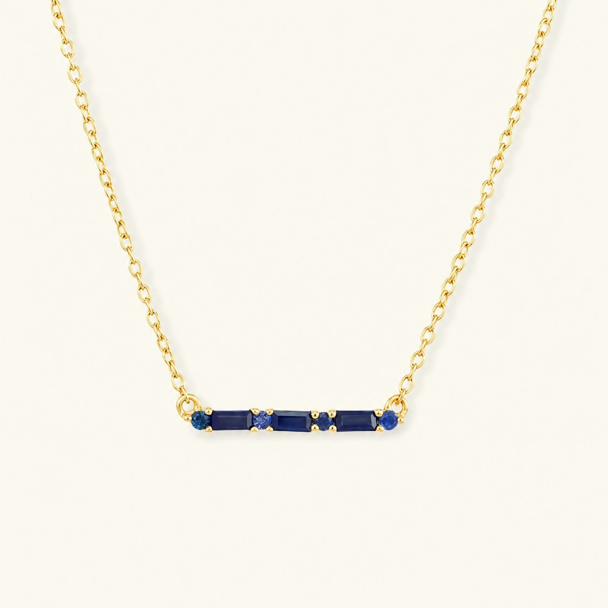 Collier Bhagya saphir horizontal géométrique baguette