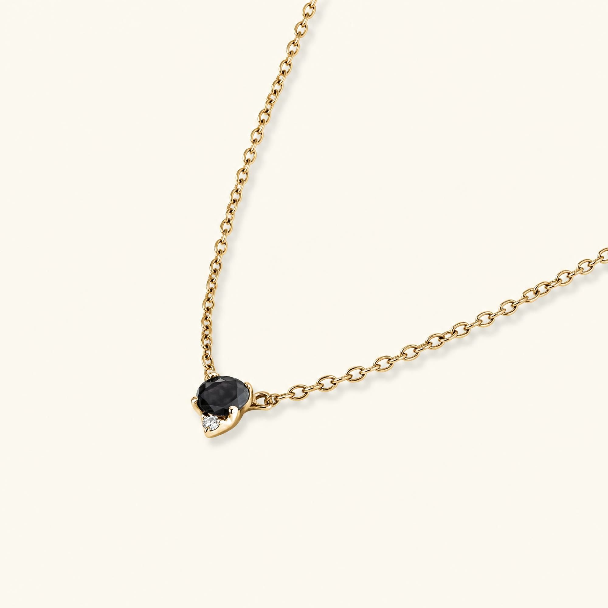 Black and white diamond necklace yellow gold vermeil 18K