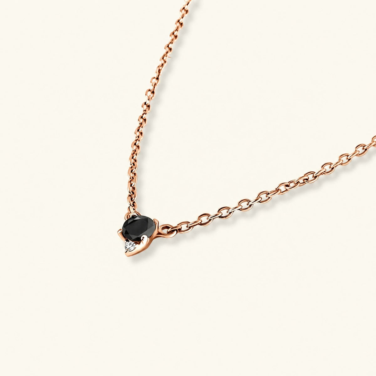 Black diamond necklace and rose gold